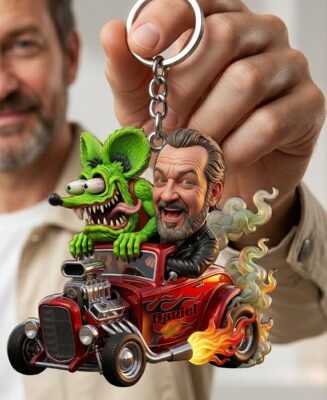 Speed Monster Keychain – Custom Photo Gifts For Hot Rod Lover