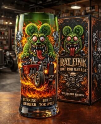 Rat Fink Kustom Culture 3D Relief Pint Glass