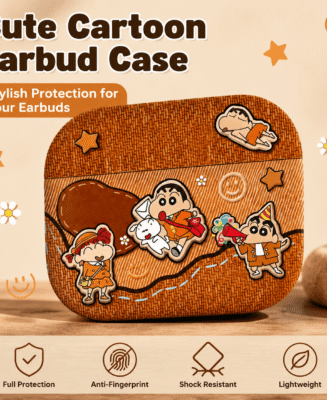 Crayon Shinchan AirPods Case Cute Cartoon Protective Cover, Shockproof Anime Earbuds Charging Case Compatible with AirPods 1/2/3/Pro, Kawaii Character Accessory Gift for Women and Girls