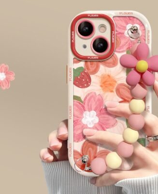 Oil Painting Strawberry Flower Bracelet iPhone Case