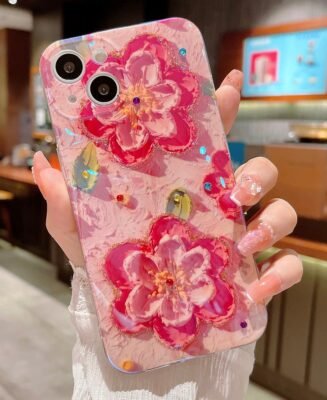 Oil Painting Pink Flower iPhone Case