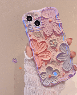 High Quality Blue Light Flower iPhone Case With Lanyard